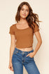 Provence Ribbed Knit Scoop Neck Cropped Top